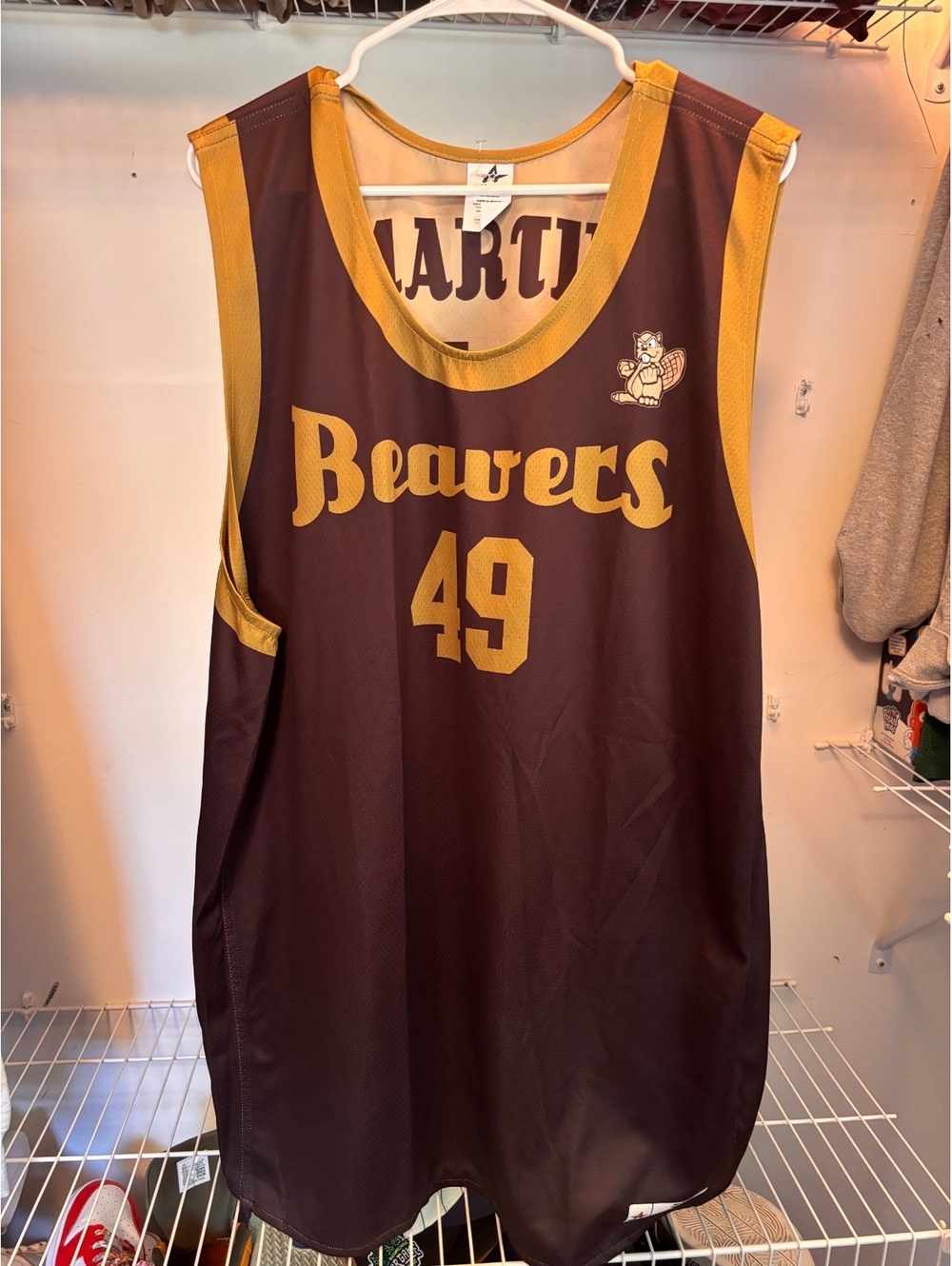 Reversible Beavers Basketball Jersey #49 Martin Brown/Gold